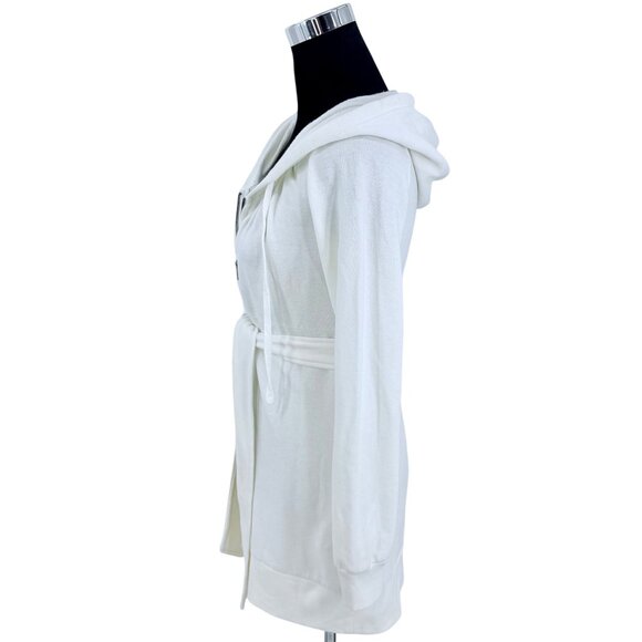 Vtg Victoria's Secret Cozy Long Hooded Zip Belted Cardigan Sweater • Y2K Coquett - Picture 6 of 16